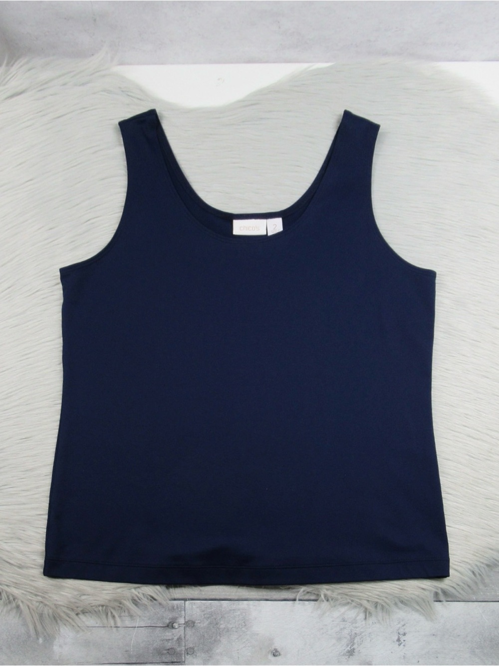 Chico's Deep Navy Scoop Neck Stretch Knit Tank - Size 2 / Large